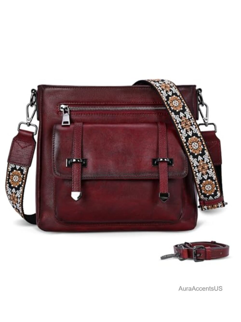 Soft Leather Crossbody Bag Multi Pocket Shoulder Handbag
